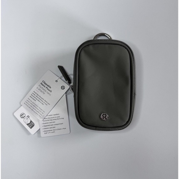 lululemon athletica Handbags - Lululemon Clippable Nano Pouch Gray Sage Card Holder, Small Bag New With Tags